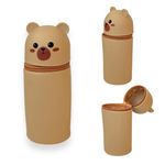 Estojo Médio Colorido Silicone Urso e Gatinho ( Amarelo, Azul, Marrom e Rosa) - Cosy 