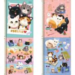 Caderno Universitário Espiral Purrfect Cats 10 Matérias 20 x 27,5 cm 160 Folhas - Tilibra
