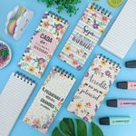 Bloco de Anotações Capa Dura Floral Espiral 210 x 88 mm com 100 Folhas Pautadas - Importado