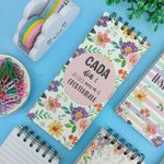 Bloco de Anotações Capa Dura Floral Espiral 210 x 88 mm com 100 Folhas Pautadas - Importado