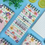 Bloco de Anotações Capa Dura Floral Espiral 210 x 88 mm com 100 Folhas Pautadas - Importado