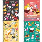 Caderno Universitário Espiral Hug Me Pets 20 x 27,5 cm 1 Matéria 80 Folhas - Tilibra