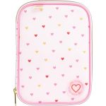 Estojo Box Académie Corações Metalizados Rosa Tom Pastel - Tilibra