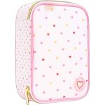 Estojo Box Académie Corações Metalizados Rosa Tom Pastel - Tilibra