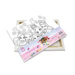 Kit Tela para Pintura Princesas + 6 Mini Tinta Guache + Pincel - DAC