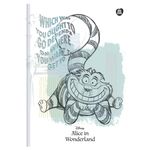Caderno Colegial Costurado Capa Dura Alice no País das Maravilhas 17,9 x 24,1 cm 160 Folhas - Animativa