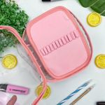 Estojo Box Big Ultra Clear Rose com Divisórias - Obi