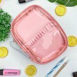 Estojo Box Big Ultra Clear Rose com Divisórias - Obi