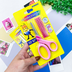 Tesoura Escolar com Kit Alfabeto (rosa e azul) - Acrilex