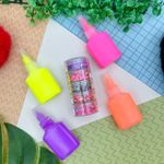Cola Colorida Neon 4 Cores + 5 Enfeites Flocados Glitter - Master