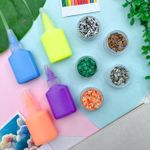Cola Colorida Neon 4 Cores + 5 Enfeites Flocados Pets - Master