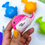Apontador 2 Furos com Depósito Baleia Colorido (Azul, Laranja, Verde e Rosa) - Leo&Leo