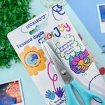 Tesoura Dupla Para Pais e Filhos Ambidestra Azul Pastel 13cm - Leo&Leo
