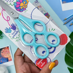 Tesoura Dupla Para Pais e Filhos Ambidestra Azul Pastel 13cm - Leo&Leo