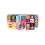 Kit com Estojo e 20 Fitas Adesivas Washi Tape Decorada Sortidas - Importado