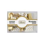 Prendedor Para Papel 10 Unidades 25mm Dourado e Branco - Tilibra