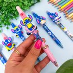 Caneta Esferográfica Retrátil Ponta Fina 0.5mm Apagável Stitch - Importado