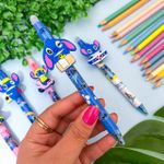 Caneta Esferográfica Retrátil Ponta Fina 0.5mm Apagável Stitch - Importado