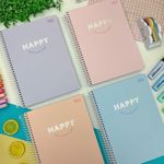 Caderno Universitário Espiral 10 Matérias Capa Dura Happy Tom Pastel 20 x 27,5 cm 160 Folhas - Tilibra