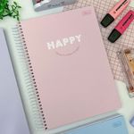 Caderno Universitário Espiral 10 Matérias Capa Dura Happy Tom Pastel 20 x 27,5 cm 160 Folhas - Tilibra