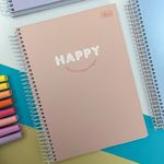 Caderno Universitário Espiral 10 Matérias Capa Dura Happy Tom Pastel 20 x 27,5 cm 160 Folhas - Tilibra