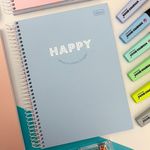Caderno Universitário Espiral 10 Matérias Capa Dura Happy Tom Pastel 20 x 27,5 cm 160 Folhas - Tilibra
