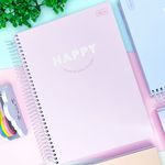 Caderno Universitário Capa Dura Happy Tom Pastel 12 Matérias 192 Folhas - Tilibra