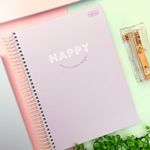 Caderno Universitário Capa Dura Happy Tom Pastel 12 Matérias 192 Folhas - Tilibra