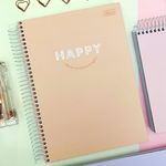 Caderno Universitário Capa Dura Happy Tom Pastel 12 Matérias 192 Folhas - Tilibra