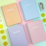 Caderno Universitário Capa Dura Espiral Happy Tom Pastel 20 Matérias 320 Folhas - Tilibra