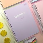 Caderno Universitário Capa Dura Espiral Happy Tom Pastel 20 Matérias 320 Folhas - Tilibra