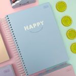 Caderno Universitário Capa Dura Espiral Happy Tom Pastel 20 Matérias 320 Folhas - Tilibra