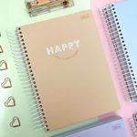 Caderno Universitário Capa Dura Espiral Happy Tom Pastel 20 Matérias 320 Folhas - Tilibra
