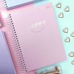 Caderno Universitário Capa Dura Espiral Happy Tom Pastel 20 Matérias 320 Folhas - Tilibra