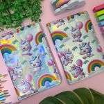 Caderno Brochura 1/4  Unicórnio Holográfico 15 x 21 cm 80 Folhas - Importado