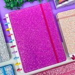 Caderno de Disco Médio Glitter 18,5 x 25,5 cm com 80 Folhas - Importado