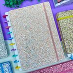 Caderno de Disco Médio Glitter 18,5 x 25,5 cm com 80 Folhas - Importado