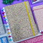 Caderno de Disco Médio Glitter 18,5 x 25,5 cm com 80 Folhas - Importado