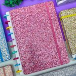Caderno de Disco Médio Glitter 18,5 x 25,5 cm com 80 Folhas - Importado