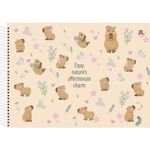 Caderno de Cartografia e Desenho Capa Dura 275 x 200 mm 60 Folhas Capivara Capycuties - Animativa