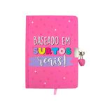 Diário com Cadeado Frases Capa Dura Brochura 80 Folhas 13 x 18 cm | Importado