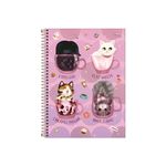 Caderno Universitário Espiral Purrfect Cats Gatos 1 Matéria 80 Folhas 20 x 27,5 cm - Tilibra