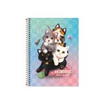 Caderno Universitário Espiral Purrfect Cats Gatos 1 Matéria 80 Folhas 20 x 27,5 cm - Tilibra