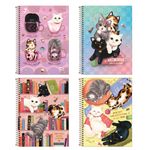 Caderno Universitário Espiral Purrfect Cats Gatos 1 Matéria 80 Folhas 20 x 27,5 cm - Tilibra