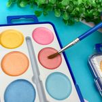 Tinta Aquarela 12 Cores Metálicas Com pincel - Lyke