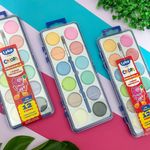Tinta Aquarela 12 Cores Metálicas Com pincel - Lyke