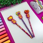 Lápis Grafite Love com Borracha Decorada no Topo - Lyke