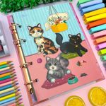 Caderno Colegial Argolado Purrfect Cats 80 Folhas 21 x 26 cm - Tilibra