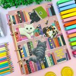 Caderno Colegial Argolado Purrfect Cats 80 Folhas 21 x 26 cm - Tilibra
