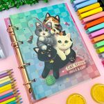 Caderno Colegial Argolado Purrfect Cats 80 Folhas 21 x 26 cm - Tilibra